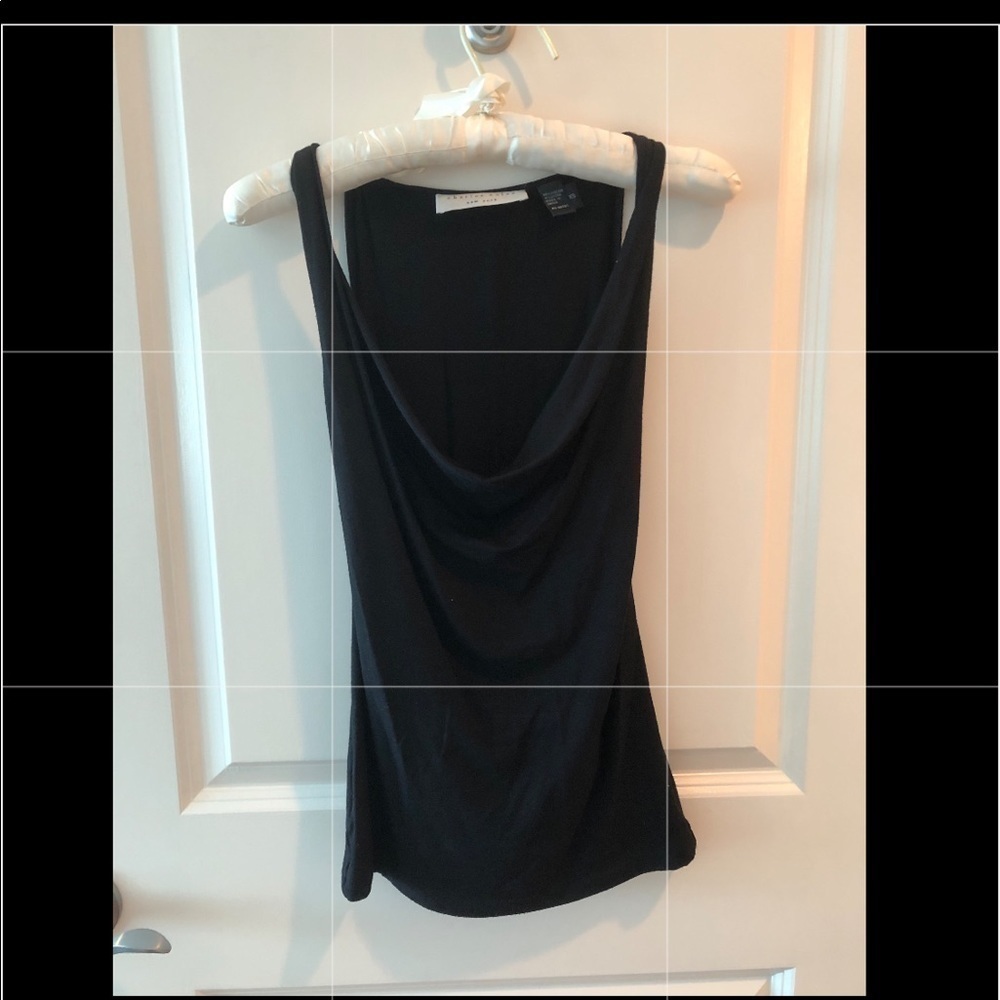 Charles Nolan Black Sleeveless Cowl Neck Top